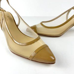 Kate Spade Tan Cream Mesh Pointe Toe Heels